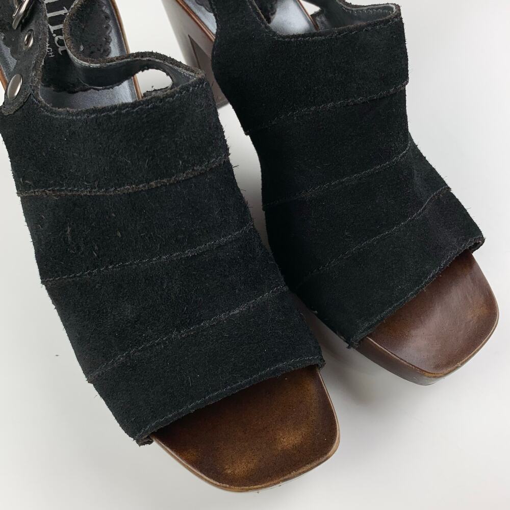 ANA A New Approach Slingback Heels Black Suede Platform Studded Retro Women's 8 - Picture 4 of 13